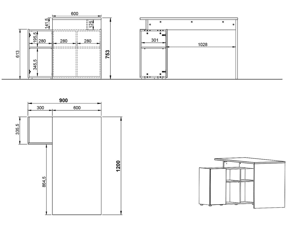Stūra rakstāmgalds 571341